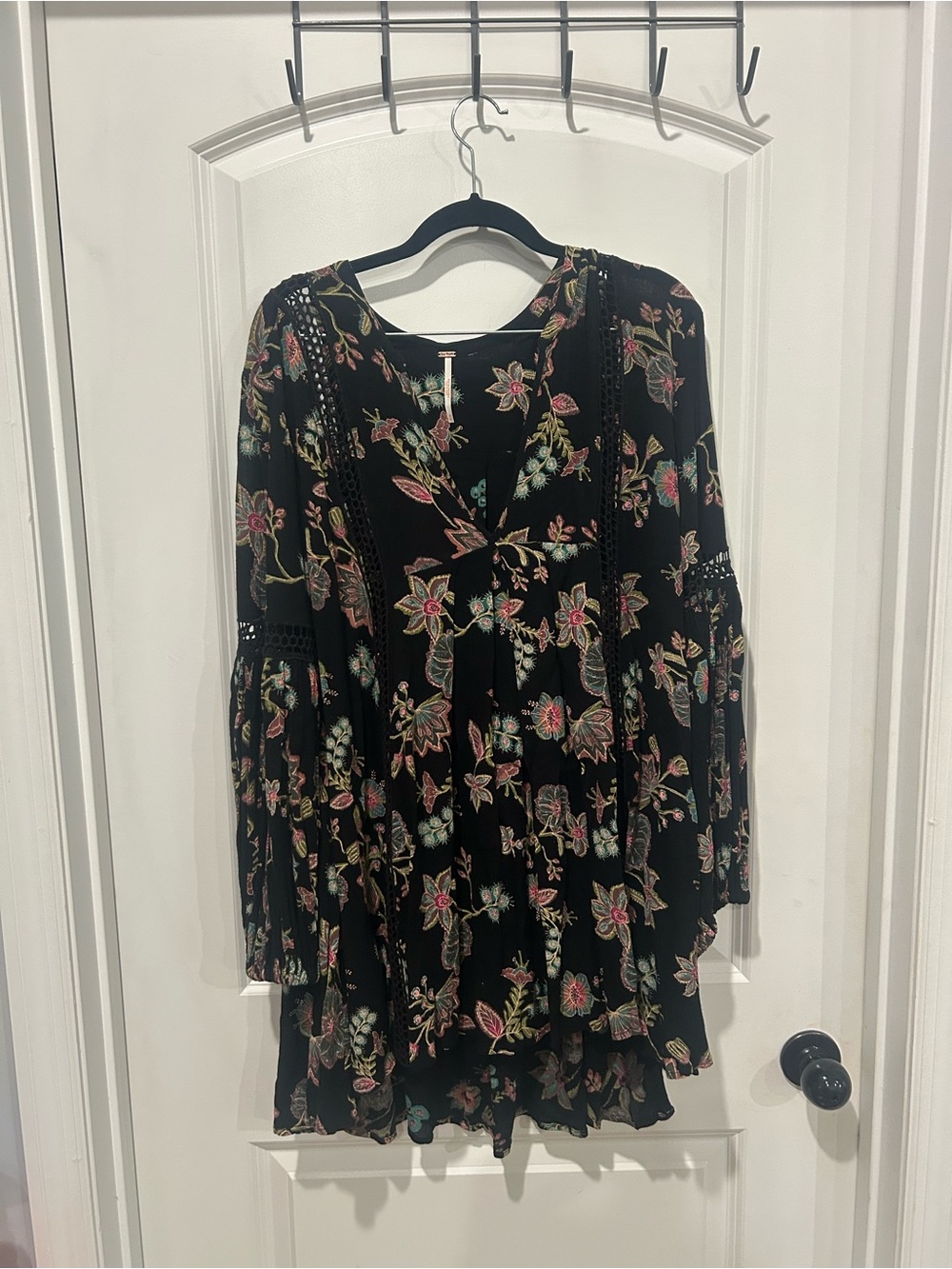 Boho Floral Black Tunic Dress